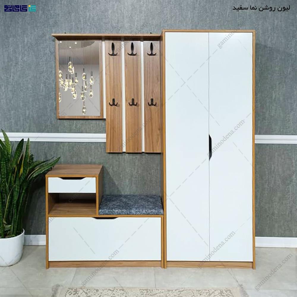جاکفشی جالباسی دیواری نشیمن دار ایستاده آینه دار آتینا