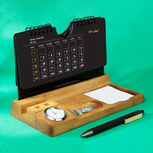 چاپ تقویم رومیزی چوبی