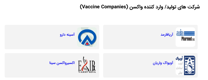 شرکت های تولیدکننده و واردکننده واکسن