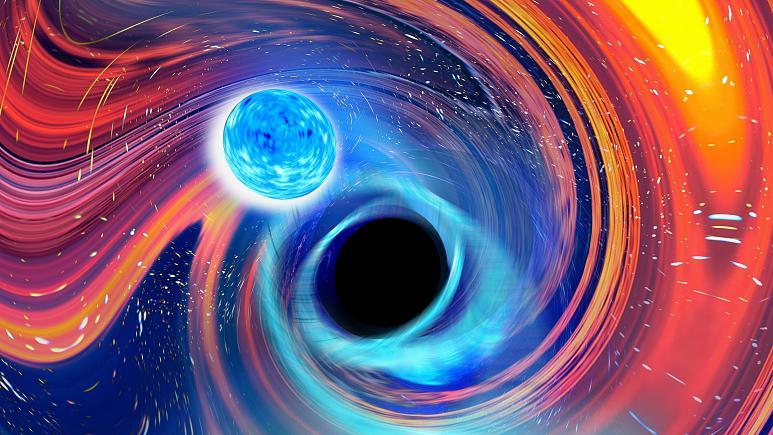 ستاره نوترونی در کنار یک سیاه‌چاله   -   کپی رایت  Carl Knox/Carl Knox, OzGrav, Swinburne University Australia
