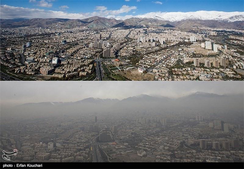 آلودگی هوای تهران در دو قاب